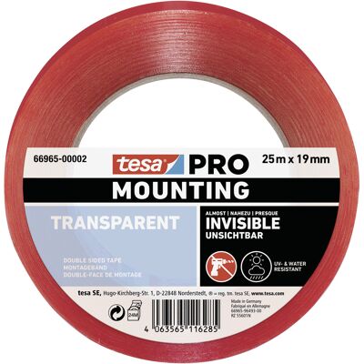 Tesa - Mounting Pro Transparent 66965-00002-00 Montageband Transparent (l X B) 25 M X 19 Mm 1 St. Tesa - Mounting Pro Transparent 66965-00002-00 Montageband Transparent (l X B) 25 M X 19 Mm 1 St.