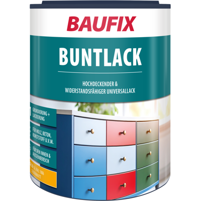 Baufix Buntlack Gelb Seidenmatt, 1 Liter, Lackfarbe Baufix Buntlack Gelb Seidenmatt, 1 Liter, Lackfarbe