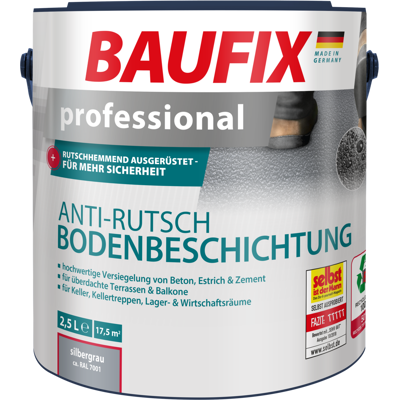 Baufix Anti-rutsch Bodenbeschichtung Silbergrau Matt, 2.5 Liter, Beton- Und Bodenfarbe Baufix Anti-rutsch Bodenbeschichtung Silbergrau Matt, 2.5 Liter, Beton- Und Bodenfarbe
