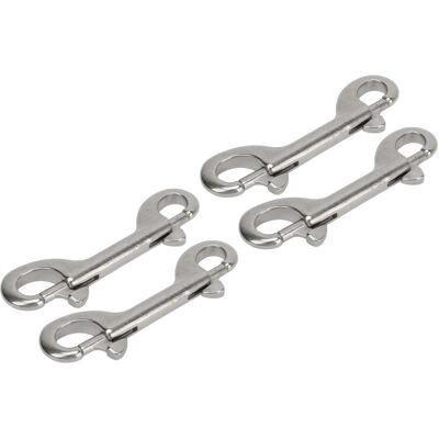 HEAT Set Mit 4 Doppelseitigen Karabinerhaken Aus Seewasserbeständigem Edelstahl 316, B-förmige Kettenhaken Für Seile Und Gurte, 100 Mm Länge, Tragkraft 90 Kg HEAT Set Mit 4 Doppelseitigen Karabinerhaken Aus Seewasserbeständigem Edelstahl 316, B-förmige Kettenhaken Für Seile Und Gurte, 100 Mm Länge, Tragkraft 90 Kg