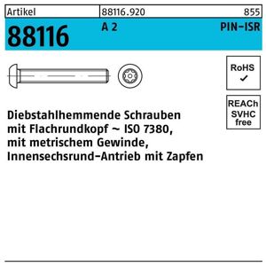 Schraube R 88116 diebstahlhemmend ISR Zapfen M 4 x 25-T20 A 2