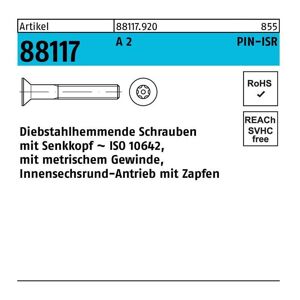 Schraube R 88117 diebstahlh. Seko ISR Zapfen M 5 x 30-T25 A 2