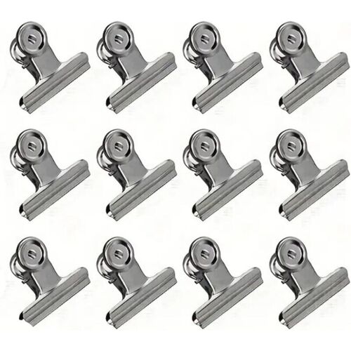 Bluedeer - 38 mm Bulldog Clips Paper Clip Round Stainless Steel Paper Binder Home Office Supplies - 12 Pieces