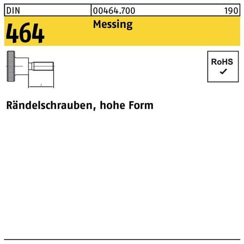 Rändelschraube DIN 464 hohe Form M 3 x 6 Messing Messing