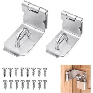 Ccykxa - 2 Stück rechtwinklige Vorhängeschloss-Haspe, Edelstahl-Vorhängeschloss-Türriegel 90 Grad mit 16 Schrauben für Garten, Türen, Badezimmer, Ccykxa - 2 Stück rechtwinklige Vorhängeschloss-Haspe, Edelstahl-Vorhängeschloss-Türriegel 90 Grad mit 16 Schrauben für Garten, Türen, Badezimmer,