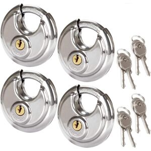 MEMKEY Set mit 4 runden Sicherheits-Vorhängeschlössern, 70 mm rundes Vorhängeschloss aus Edelstahl, rostbeständiges Scheiben-Vorhängeschloss für Schuppen, MEMKEY Set mit 4 runden Sicherheits-Vorhängeschlössern, 70 mm rundes Vorhängeschloss aus Edelstahl, rostbeständiges Scheiben-Vorhängeschloss für Schuppen,