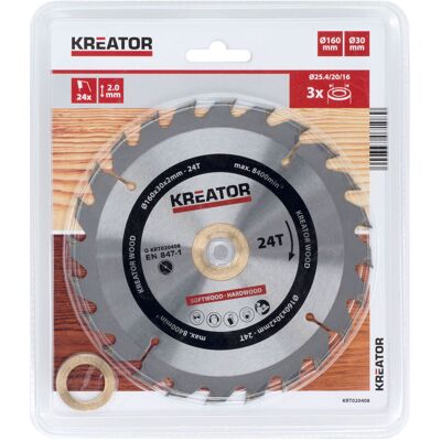 KREATOR Kreissägeblatt 160mm - 24Z - 30mm Bohrung KREATOR Kreissägeblatt 160mm - 24Z - 30mm Bohrung