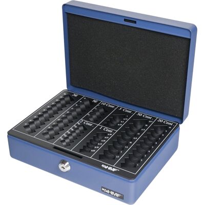 Hmf - 208 Geldkassette Euro-münzzählbrett, 25 X 18 X 9 Cm Blau Hmf - 208 Geldkassette Euro-münzzählbrett, 25 X 18 X 9 Cm Blau