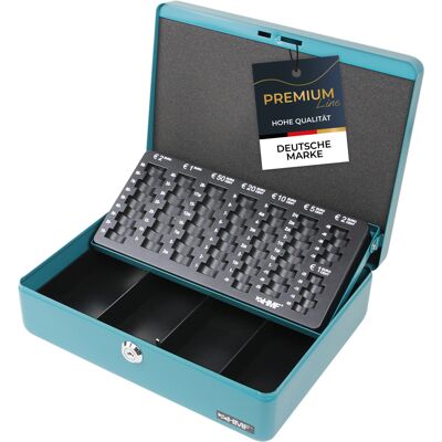 Hmf - 10015-24, Geldkassette Euro-münzzählbrett, Geldzählkassette, 30 X 24 X 9 Cm, Petrol Hmf - 10015-24, Geldkassette Euro-münzzählbrett, Geldzählkassette, 30 X 24 X 9 Cm, Petrol