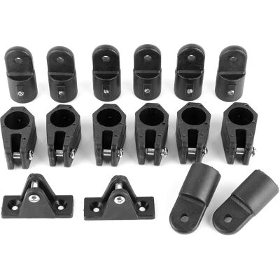 MIXHOME Set Mit 16 Nylon-beschlägen Für Bootsdecks: Scharniere, Gleiter, Ösen, Endkappen Für 22 Mm/7/8 Zoll Rohre MIXHOME Set Mit 16 Nylon-beschlägen Für Bootsdecks: Scharniere, Gleiter, Ösen, Endkappen Für 22 Mm/7/8 Zoll Rohre