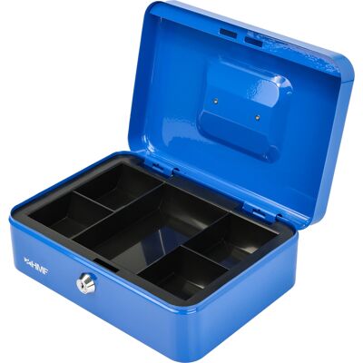 Hmf Geldkassette Abschließbar, Kasse Mit Münzeinsatz, 5 Münzfächer, 25 X 18 X 9 Cm, Blau Hmf Geldkassette Abschließbar, Kasse Mit Münzeinsatz, 5 Münzfächer, 25 X 18 X 9 Cm, Blau