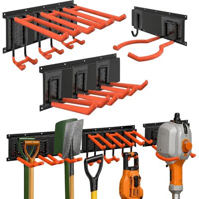 Relaxdays Wandhaken, 3 Schienen Mit 8 Haken, Garage, Werkstatt, Pulverbeschichtet, Stahl, Gerätehalter, Schwarz/orange Relaxdays Wandhaken, 3 Schienen Mit 8 Haken, Garage, Werkstatt, Pulverbeschichtet, Stahl, Gerätehalter, Schwarz/orange