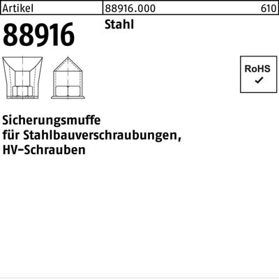 OEM Sicherungsmuffen Für Hv-schrauben Stahl M 12 S 10 Stk OEM Sicherungsmuffen Für Hv-schrauben Stahl M 12 S 10 Stk