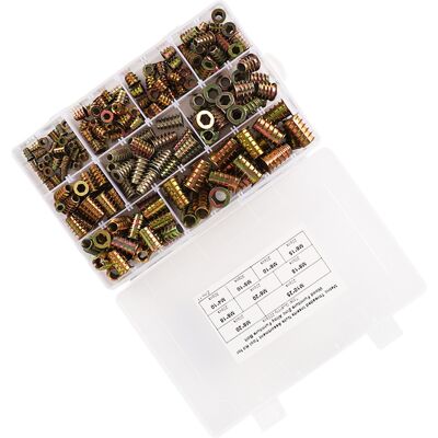 HEAT 200-teiliges Sortiment An Gewindeeinsätzen Und Muttern Für Holzmöbel, Zinklegierung, Möbelschrauben M4 M5 M6 M8 M10 HEAT 200-teiliges Sortiment An Gewindeeinsätzen Und Muttern Für Holzmöbel, Zinklegierung, Möbelschrauben M4 M5 M6 M8 M10