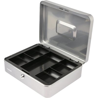 Hmf Geldkassette Abschließbar, Kasse Mit Münzeinsatz, 5 Münzfächer, 30 X 24 X 9 Cm, Silber Hmf Geldkassette Abschließbar, Kasse Mit Münzeinsatz, 5 Münzfächer, 30 X 24 X 9 Cm, Silber
