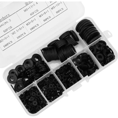 HEAT 500 Stück/box Nylon-unterlegscheiben-set M2 M2,5 M3 M4 M5 M6 M8 M10 Befestigungselemente Zubehör Schwarz HEAT 500 Stück/box Nylon-unterlegscheiben-set M2 M2,5 M3 M4 M5 M6 M8 M10 Befestigungselemente Zubehör Schwarz