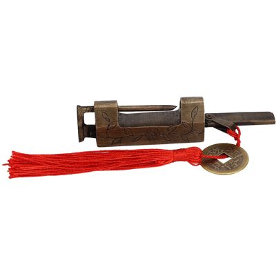 HEAT Antikes Chinesisches Vorhängeschloss Im Retro-stil Mit Klassischem Muster, Gefertigt Aus Messing In Bronze-optik, 5 X 2 Cm / 2,0 X 0,8 Zoll, Horizontal, Für Kisten HEAT Antikes Chinesisches Vorhängeschloss Im Retro-stil Mit Klassischem Muster, Gefertigt Aus Messing In Bronze-optik, 5 X 2 Cm / 2,0 X 0,8 Zoll, Horizontal, Für Kisten