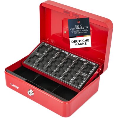 Hmf - 10022-03 Geldkassette Abschließbar Mit Münzzählbrett 25 X 18 X 9 Cm Rot Hmf - 10022-03 Geldkassette Abschließbar Mit Münzzählbrett 25 X 18 X 9 Cm Rot