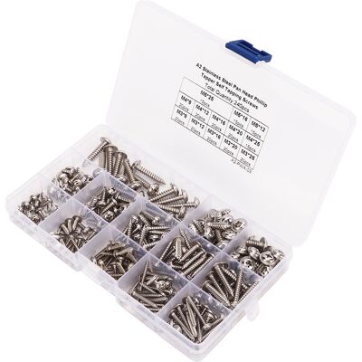 HEAT 240 Stück Selbstschneidende Schrauben Mit Kreuzschlitz- Und Linsenkopf Aus Edelstahl, M3, M4, M5 Kombination, Für Holzbearbeitung HEAT 240 Stück Selbstschneidende Schrauben Mit Kreuzschlitz- Und Linsenkopf Aus Edelstahl, M3, M4, M5 Kombination, Für Holzbearbeitung