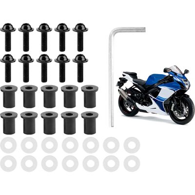 HEAT 10 Stück Motorrad-windschutzscheiben-schrauben, Muttern Und Unterlegscheiben, Universelles Motorradverkleidungs-montageset, Schwarz HEAT 10 Stück Motorrad-windschutzscheiben-schrauben, Muttern Und Unterlegscheiben, Universelles Motorradverkleidungs-montageset, Schwarz