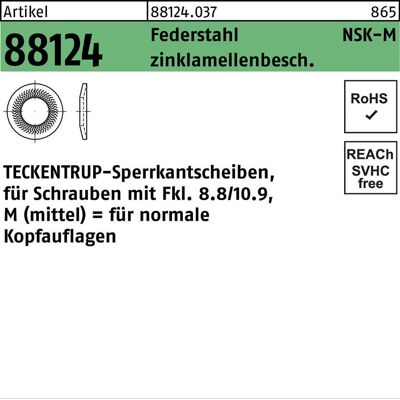 Teckentrup - 88124 - NSK-M 18 - zinklamellenbeschichtet - Sperrkantscheibe Teckentrup - 88124 - NSK-M 18 - zinklamellenbeschichtet - Sperrkantscheibe