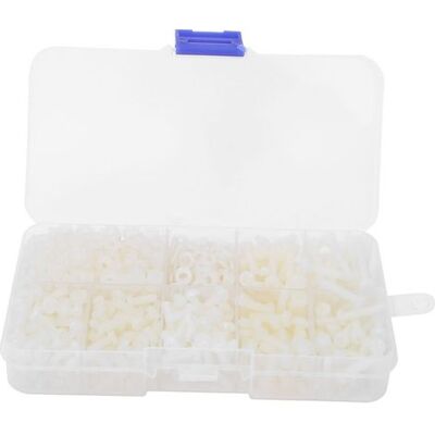 OEM M3 Nylon-schrauben-, Muttern- Und Unterlegscheiben-kombinationsset, 800 Stück/box, Eisenwarenzubehör, Weiß OEM M3 Nylon-schrauben-, Muttern- Und Unterlegscheiben-kombinationsset, 800 Stück/box, Eisenwarenzubehör, Weiß