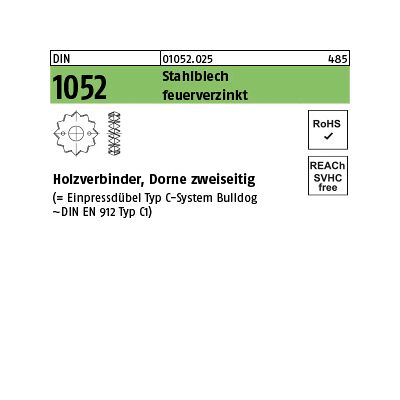 Reyher Holzverbinder - 75mm Stahl Doppelspitze Dübel - Holzverbinder Reyher Holzverbinder - 75mm Stahl Doppelspitze Dübel - Holzverbinder