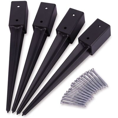 Relaxdays Einschlaghülse, 4er Set, 750 Mm Länge, Für 60 X 60 Mm Holzbalken, Rostfreier Stahl, Pfostenträger, Schwarz Relaxdays Einschlaghülse, 4er Set, 750 Mm Länge, Für 60 X 60 Mm Holzbalken, Rostfreier Stahl, Pfostenträger, Schwarz