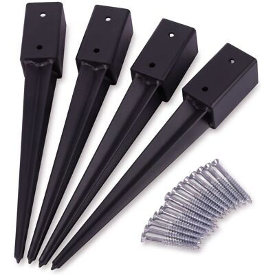 Relaxdays Einschlaghülse, 4er Set, 750 Mm Länge, Für 80 X 80 Mm Holzbalken, Rostfreier Stahl, Pfostenträger, Schwarz Relaxdays Einschlaghülse, 4er Set, 750 Mm Länge, Für 80 X 80 Mm Holzbalken, Rostfreier Stahl, Pfostenträger, Schwarz