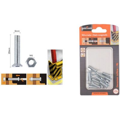 Trade Shop Traesio - Satz 10 Flachkopfschrauben 6x20mm mit Sechskantmutter - Hardware Fasteners Trade Shop Traesio - Satz 10 Flachkopfschrauben 6x20mm mit Sechskantmutter - Hardware Fasteners