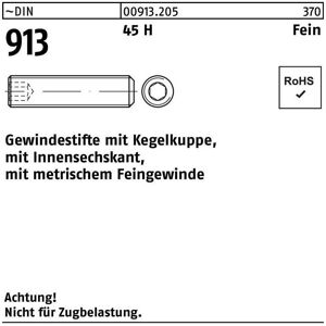 Gewindestift DIN 913 Kegelkuppe/Innen-6-kant M12 x 1 x 20 45 H Feingewinde