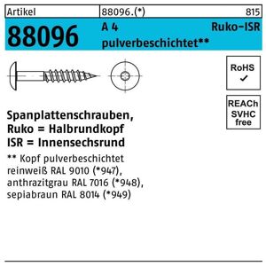 Spanplattenschraube R 88096 Hako Innensechsrund 5,5 x 35/22 -T20 A 4 pulverbesch. passiviert sepiabraun T20