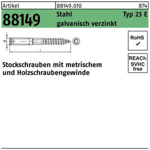 Stockschraube R 88149 Typ 23 E M 6 x 80 Stahl galvanisch verzinkt Stahl