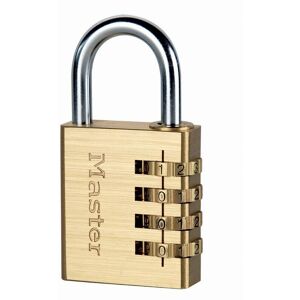 Master Lock - 604EURD 4-Zahlen Zahlenschloss mit Aluminiumkörper mit Messing-Finish, Gold, 8,1 x 4 x 1,8 cm