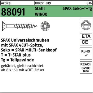 Spax - Schraube r 88091 seko/t-star tg 5x 60/36-T20 Stahl wirox 100 Stück