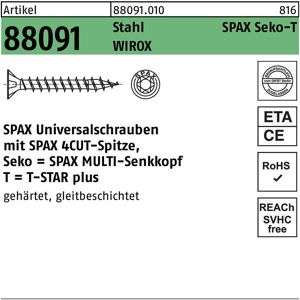 Spax - Schraube r 88091 seko/t-star 5x 60/54-T20 Stahl wirox 100 Stück