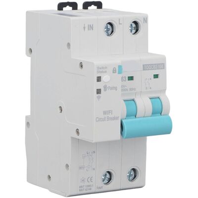 HEAT Wlan-leistungsschalter 2-polig 63a, Ferngesteuert, Intelligenter Drahtloser Leistungsschalter Mit Messfunktion, 145–295 V HEAT Wlan-leistungsschalter 2-polig 63a, Ferngesteuert, Intelligenter Drahtloser Leistungsschalter Mit Messfunktion, 145–295 V