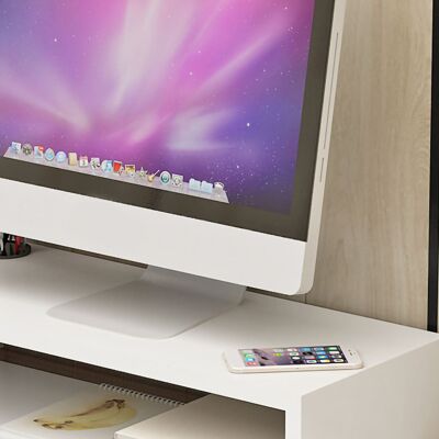 JUTE Erhöhter Lcd-monitorständer, Ablagefach, Regal, Tastaturablage, Warmweiß JUTE Erhöhter Lcd-monitorständer, Ablagefach, Regal, Tastaturablage, Warmweiß