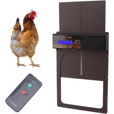 JUTE Automatische Hühnerstalltür Mit Zeitschaltuhr Und Lichtempfindlicher Fernbedienung, Ip45 Wasserdichte Haustiertür Aus Aluminiumlegierung, Kaffeefarben. JUTE Automatische Hühnerstalltür Mit Zeitschaltuhr Und Lichtempfindlicher Fernbedienung, Ip45 Wasserdichte Haustiertür Aus Aluminiumlegierung, Kaffeefarben.