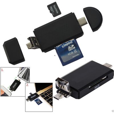 TRADE SHOP TRAESIO Trade Shop - Typ-c Micro Usb Otg Adapter Usb 2.0 Sd Micro Sd Kartenleser Pc Smartphone - TRADE SHOP TRAESIO Trade Shop - Typ-c Micro Usb Otg Adapter Usb 2.0 Sd Micro Sd Kartenleser Pc Smartphone -