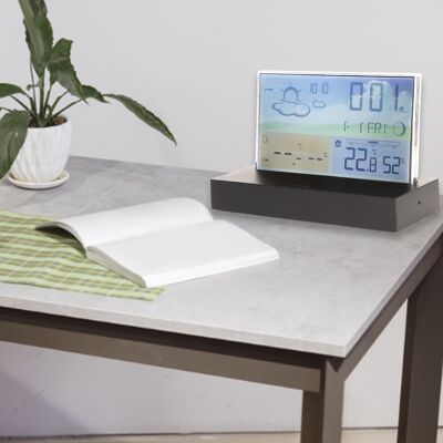 JUTE 3396c Wetteruhr Aus Klarglas: Farbdisplay, Funkfernbedienung, Multifunktionaler Elektronischer Wecker Mit Wettervorhersage JUTE 3396c Wetteruhr Aus Klarglas: Farbdisplay, Funkfernbedienung, Multifunktionaler Elektronischer Wecker Mit Wettervorhersage