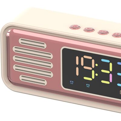 JUTE Kreativer Retro-bluetooth-wecker Mit Farbigem Led-digitaldisplay, Mini-tischlautsprecher, Beige JUTE Kreativer Retro-bluetooth-wecker Mit Farbigem Led-digitaldisplay, Mini-tischlautsprecher, Beige