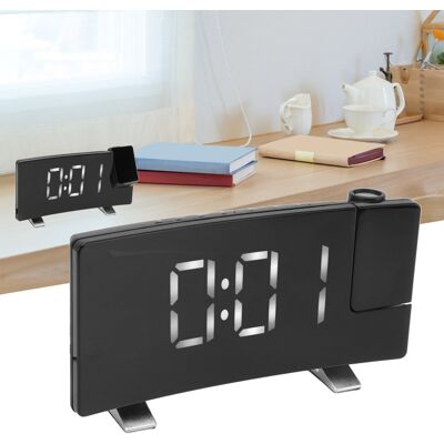JUTE Projektionswecker Mit Radio, Led-anzeige, Elektronische Uhr, Gebogener Bildschirm, Digitaler Wecker, Fetter Weißer Text JUTE Projektionswecker Mit Radio, Led-anzeige, Elektronische Uhr, Gebogener Bildschirm, Digitaler Wecker, Fetter Weißer Text