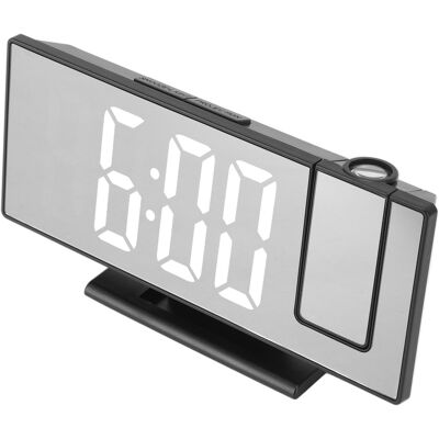 HEAT Digitaler Projektionswecker Mit Usb-ladefunktion, Automatischer Dimmfunktion, Led-spiegelbildschirm, Elektronischer Wecker Für Das Schlafzimmer, Schwarzes Gehäuse, Weiße Beleuchtung HEAT Digitaler Projektionswecker Mit Usb-ladefunktion, Automatischer Dimmfunktion, Led-spiegelbildschirm, Elektronischer Wecker Für Das Schlafzimmer, Schwarzes Gehäuse, Weiße Beleuchtung