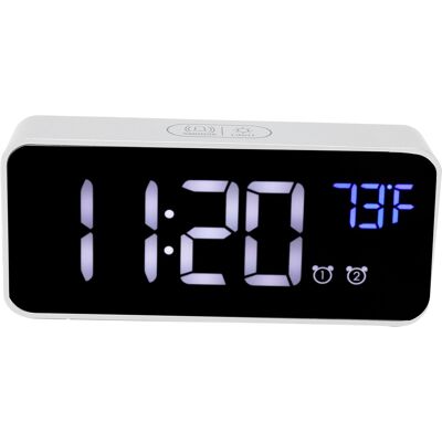 HEAT Digitaler Led-wecker Mit Thermometer, Schlummerfunktion, Usb-ladeanschluss Und Silberner Optik Für Schlafzimmer Und Büro HEAT Digitaler Led-wecker Mit Thermometer, Schlummerfunktion, Usb-ladeanschluss Und Silberner Optik Für Schlafzimmer Und Büro