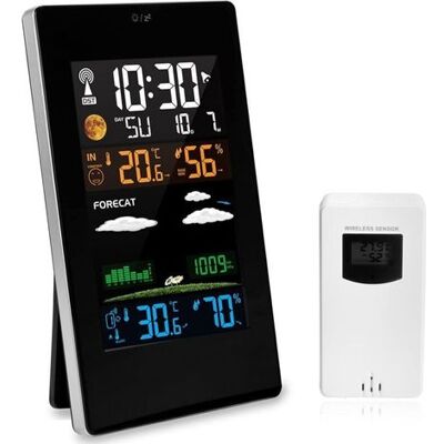OEM Drahtlose Wetterstation Mit Außensensor, Multifunktionalem Farbdisplay, Dcf-radio, Innen- Und Außenthermometer Und Hygrometer Mit Wettervorhersage OEM Drahtlose Wetterstation Mit Außensensor, Multifunktionalem Farbdisplay, Dcf-radio, Innen- Und Außenthermometer Und Hygrometer Mit Wettervorhersage