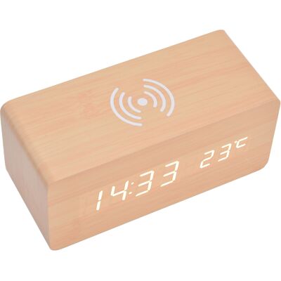 HEAT Digitaler Wecker Mit Kabelloser Ladefunktion, Automatischer Temperaturerkennung, Sicherem Und Stabilem Led-display, Weiß HEAT Digitaler Wecker Mit Kabelloser Ladefunktion, Automatischer Temperaturerkennung, Sicherem Und Stabilem Led-display, Weiß