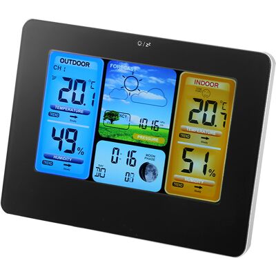HEAT Drahtlose Digitale Wetterstation Mit Lcd-uhr, Innen-/außenthermometer Und Hygrometer, Schwarz HEAT Drahtlose Digitale Wetterstation Mit Lcd-uhr, Innen-/außenthermometer Und Hygrometer, Schwarz