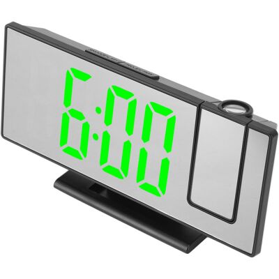 HEAT Digitaler Projektionswecker Mit Usb-ladefunktion, Automatischer Dimmfunktion, Led-spiegelbildschirm, Elektronischer Wecker Für Das Schlafzimmer, Schwarzes Gehäuse, Grüne Beleuchtung HEAT Digitaler Projektionswecker Mit Usb-ladefunktion, Automatischer Dimmfunktion, Led-spiegelbildschirm, Elektronischer Wecker Für Das Schlafzimmer, Schwarzes Gehäuse, Grüne Beleuchtung