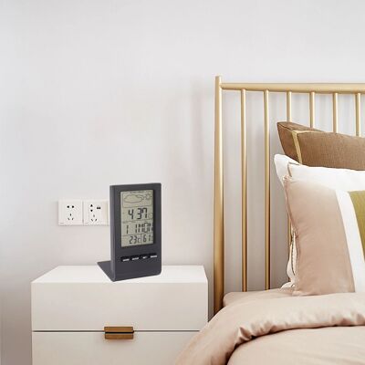 JUTE Digitales Thermometer Und Hygrometer Mit Wecker, Ewigem Kalender, Nässe- Und Trockenthermometer Sowie Wetteranzeige (schwarz) JUTE Digitales Thermometer Und Hygrometer Mit Wecker, Ewigem Kalender, Nässe- Und Trockenthermometer Sowie Wetteranzeige (schwarz)